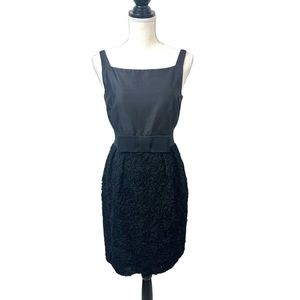 Kay Unger Black Silk Rosette Dress Size 6 Old Money Cocktail Party Wedding Guest